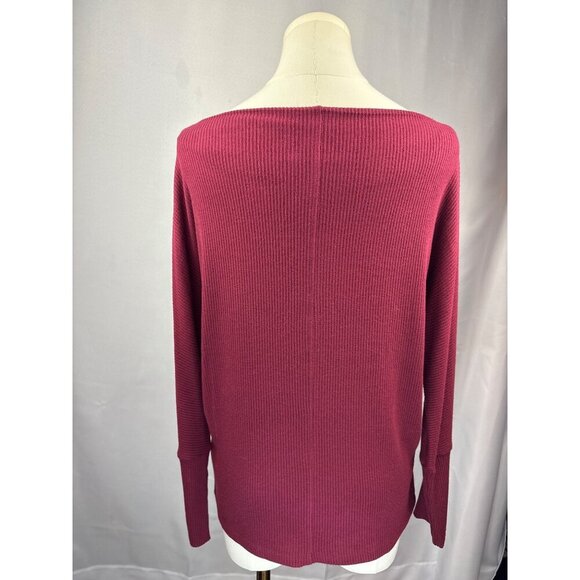Velvet By Graham & Spencer Burgundy Ribbed Knit Top Size S Made In USA - Picture 3 of 6